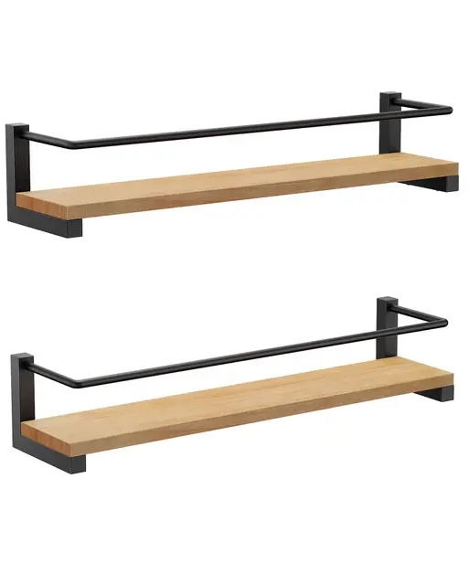 OROPY Especiero de Cocina Juego de 2 Madera de Pino, Estante de Especias de Cocina Montado en la Pared para Especias, Botellas, Frascos, Utensilios de Cocina - 40x9cm