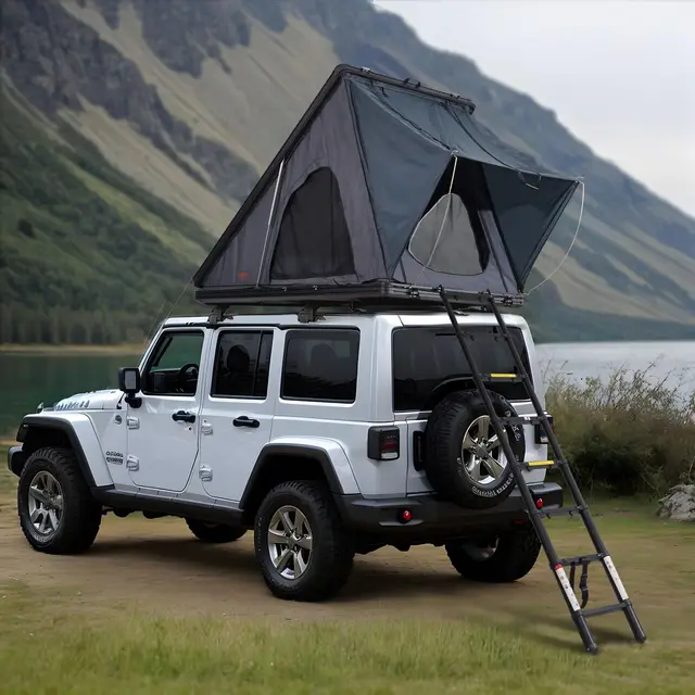 VEVOR Tienda de Techo Rígida para 2 o 3 Personas, con Escalera Telescópica y Colchón Grueso, Impermeable y Resistente al Viento para Camionetas Jeep, SUV y Furgonetas, 1460 x 2630 x 1290 mm, Negro