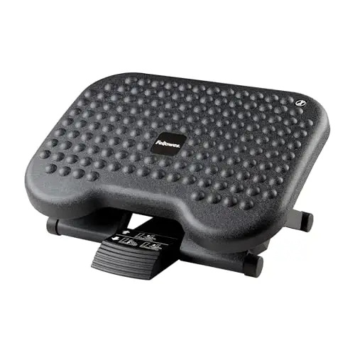 Fellowes Reposapiés Everyday Plus ergonómico con base antideslizante - Reposapiés para el escritorio - para oficina y hogar - Negro