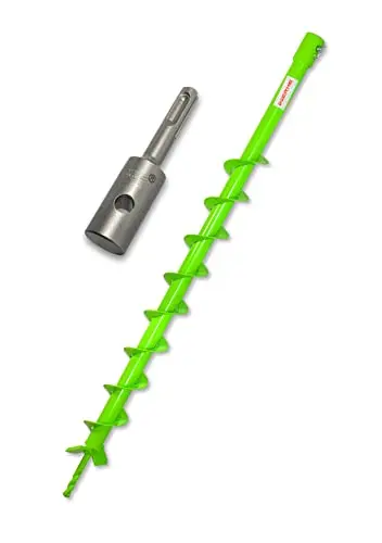 Juego de barrena de tierra WERHE Ø60mm, 80cm de largo con adaptador SDS Plus – Utilizable con un taladro SDS Plus normal, ideal para vallados y jardín