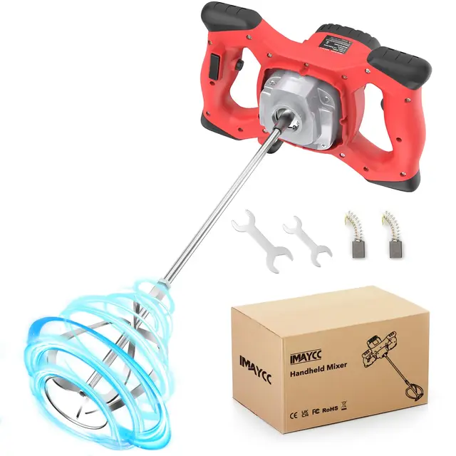 IMAYCC Mezclador de Taladro de Hormigón Eléctrico, Mezclador de Mortero Portátil de 2100W, Agitador M14 Ajustable, para Mezclar Pintura, Lechada de Cemento, Hormigón, Mortero, Forraje, etc.