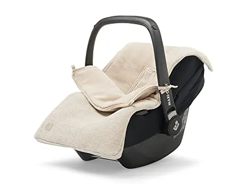 Jollein Saco básico de punto turrón – para silla de bebé grupo 0+ y cochecito – para cinturón de 3 puntos y 5 puntos – Patrón de punto y forro polar – Beige