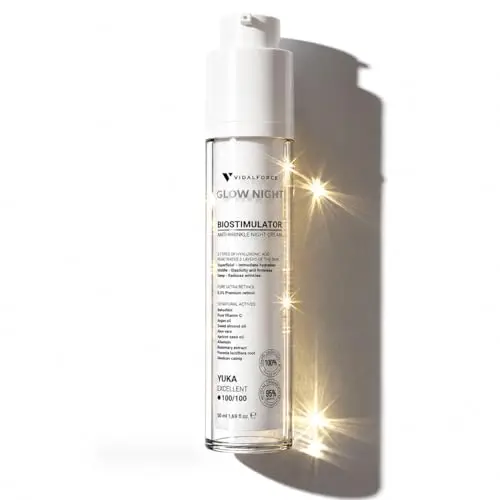 GLOW NIGHT Crema Antiarrugas - Rejuvenece 5 años - Crema Noche I 100/100 en Yuka I Retinol Encapsulado, Ácido Hialurónico Full-Spectrum y Bakuchiol 50ml