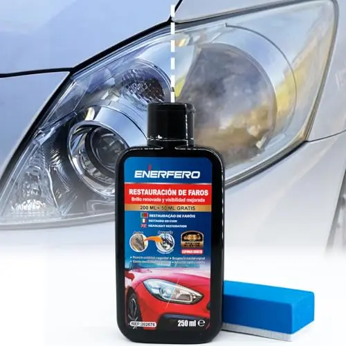 Pulir faros coche 【Nuevo modelo 2026】 faros coche Alto brillo y resistente a la abrasión Elimina óxido, amarilleamiento y arañazos de los faros, fácil de usar +250ml Esponja Premium