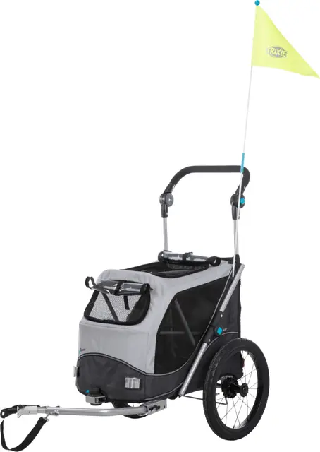 TRIXIE Remolque Bici para Perros – hasta 22 kg – 46 × 50 × 67 cm – Remolque Plegable & Reflectante con Correa de Seguridad, cojín Integrado & protección meteorológica