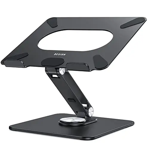 BESIGN LSX7 Soporte Portátiles con Base Giratoria de 360 Grados, Soporte Ergonómico para Portátiles, Soporte para Elevador de Ordenadores Compatible con Portátiles de Entre 10-14"