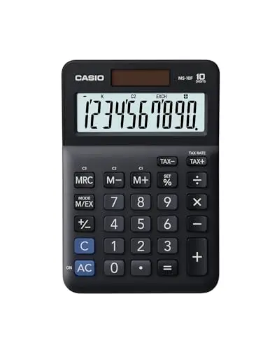 Casio MS-10F - Calculadora de Escritorio, 10,1 x 2,7 x 14,8 cm, Color Negro