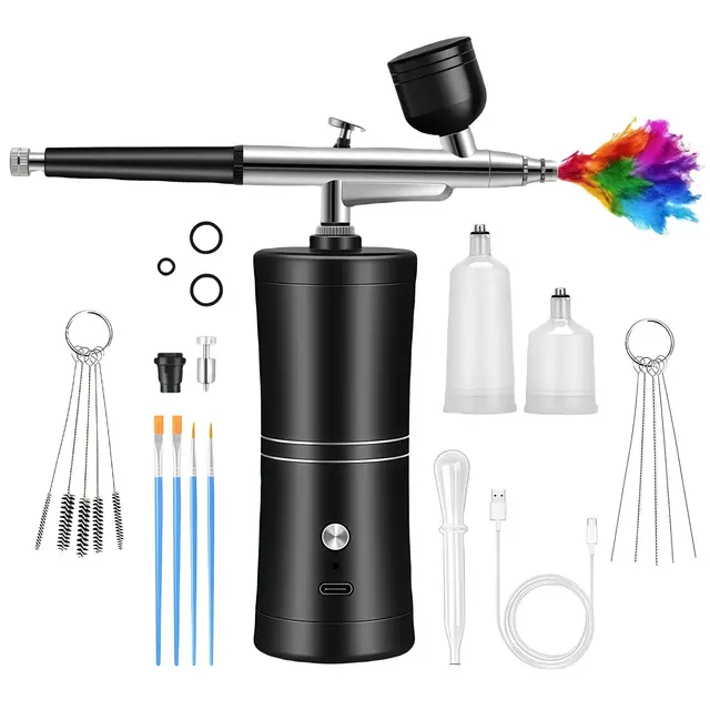 AirBrush Set con compresor: pistola de aerógrafo de mano multifunción, aerógrafo portátil recargable para maquillaje, diseño de uñas, decoración de pasteles, modelado de tatuajes y pintura de