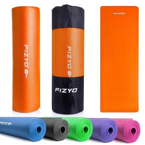 FIZYO Esterilla de Yoga Antideslizante para Fitness y Pilates – Alfombrilla Gruesa Extra 1 cm para Deporte y Gimnasio, Ligera y Cómoda, con Bolsa de Transporte – 183 x 61 cm