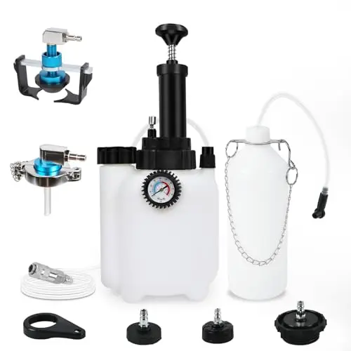 Purgador de Frenos Dispositivo de Cambio de líquido de Frenos 3L Juego de purgador de Frenos de Coche con Recipiente de aspiración de 1 litro 4 adaptadores y Adaptador Universal de purgador de Frenos