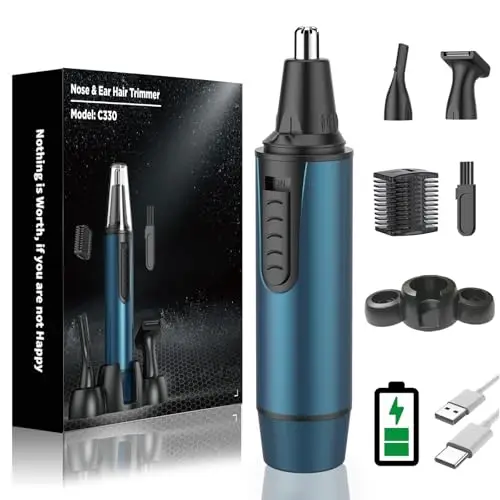 Cortapelos Nariz y Oreja, 3 en 1 Profesional - Recortador Pelos Nariz, Orejas, Cejas y Facial, Quita Pelos Indoloro, Resistente al Agua, USB Recargable, Para Hombre y Mujer