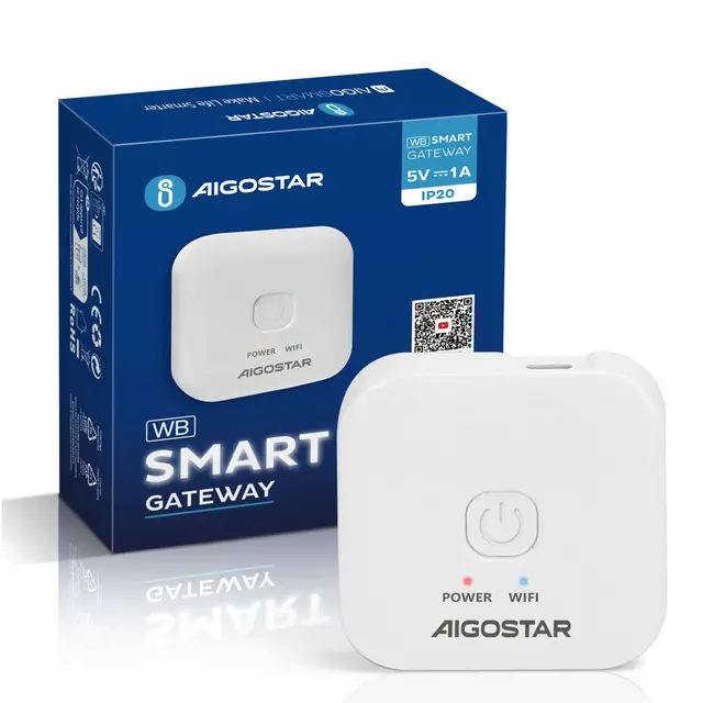 Aigostar Smart Gateway-Centro de control para bombillas inteligentes Bluetooth Mesh. Sistema Bridge para uso remoto de dispositivos inteligentes Aigostar Bluetooth Mesh Controla hasta 50 dispositivos