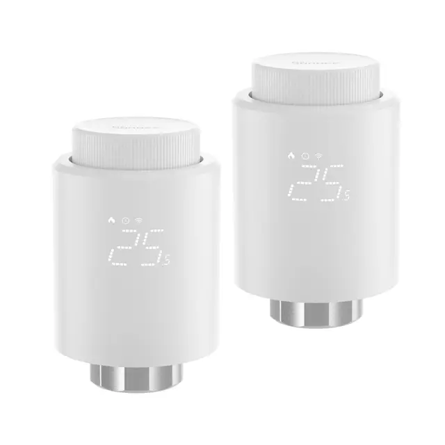 SONOFF Cabezal Termostático Inteligente Zigbee para Válvula Termostática de Radiador 2pcs. Regulador de Temperatura, Pantalla LED, Requiere Zigbee 3.0 Hub. Control por Voz, Alexa y Google