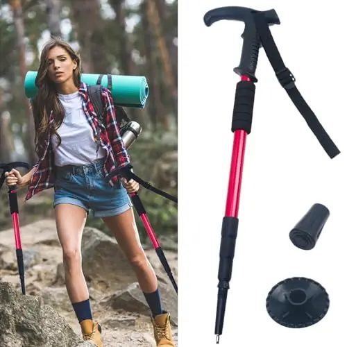 Bastón de Trekking Plegable Palos Senderismo de AleacióN de Aluminio Ajustable Bastones Senderismo Plegables Utilizados para Viajes Al Aire Libre,Senderismo de MontañA Y Otros Deportes