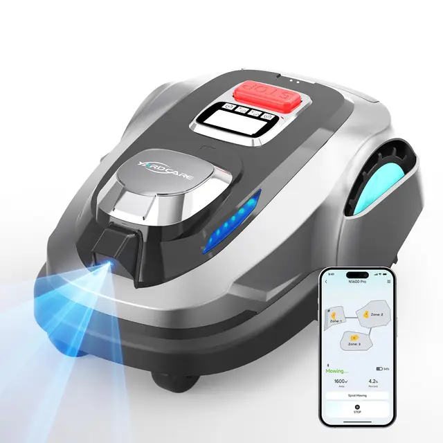 (2026 Upgrade) YARDCARE N1600 Pro Robot cortacésped sin Cable perimetral, Recomendado para 1600 m² – con Corte en U, RTK & visión IA, Control Mediante App, gestión multizona y Pendientes hasta 45%