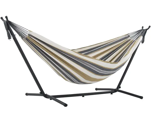 Vivere UHSDO8--25 - Hamaca con soporte incluido y funda de transporte, multicolor, 250 cm, doble, diseño Luna del Desierto