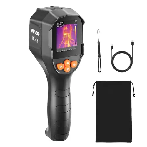 VEVOR Cámara Térmica de Mano Resolución TISR de 240x180, Cámara Termográfica Resolución IR de 96x96, Frecuencia de Actualización de 25 Hz, Rango de Temperatura de -20°C a 550°C, 4 Modos de Imagen