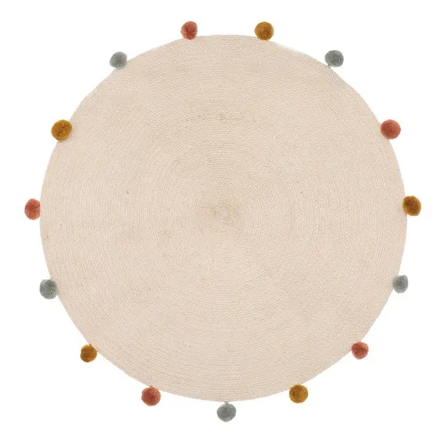 atmosphera algodón pompones beige 90 cm
