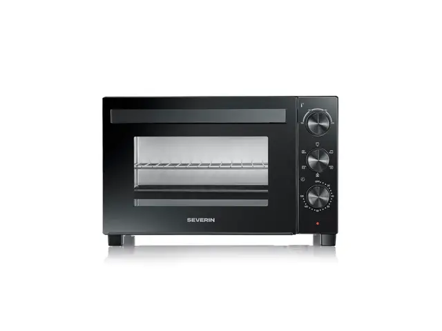 Severin Horno tostador con convección, con asador para carne, horno de convección versátil, capacidad de 30 litros, horno de sobremesa, 100-230 °C, temporizador de 120 minutos, 1600 W, negro, TO 9020