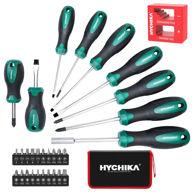 HYCHIKA Juego Destornilladores 30 Pzs, Kit Destornilladores Incluye Paquete de Almacenamiento, Aplicable a DIY, Muebles de Montaje, Mantenimiento Familiar, Uso del Taller