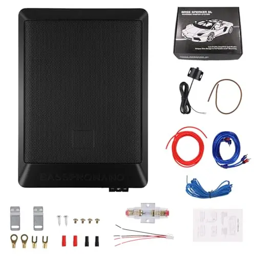 Ultraflacher Auto-Subwoofer, Adecuado para sedanes/Camiones, con Amplificador Integrado, montable bajo los Asientos, Potencia máxima de 600 W, subwoofer Compacto
