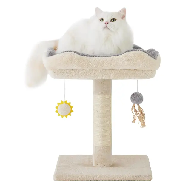 Gardner Pet Árbol para Gatos Pequeño Diseñado para Gatitos, con Juguetes Colgantes y Plataforma, Rascador para Gatos, Altura 50 cm - Forma Cuadrada - Felpa Corta - Color Beige
