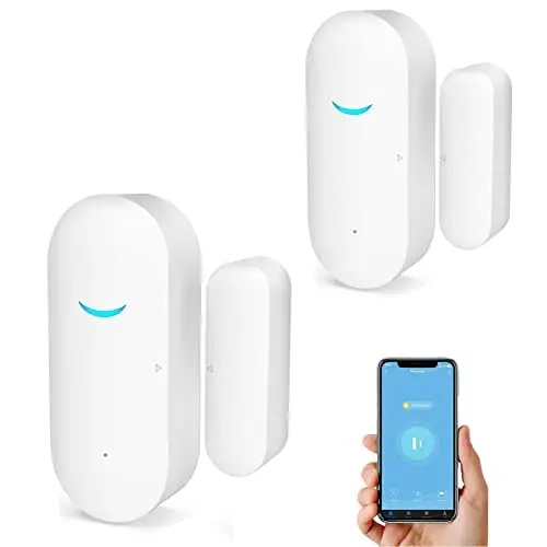 Sensores de puerta y ventana WiFi,alarma inteligente Tuya con control de aplicación de notificación gratuita,sistema de alarma de seguridad para el hogar,compatible con Alexa,Google Home(paquete de 2)