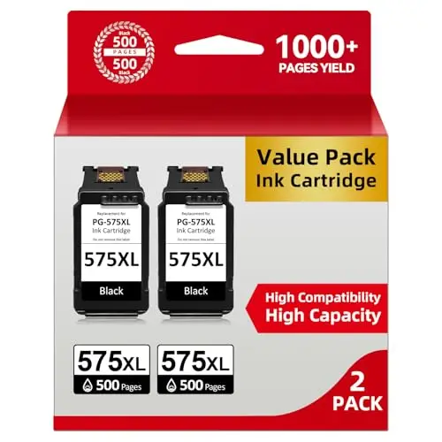 ECOINKO Cartuchos PG-575 XL -Imprima 1000+ Páginas, Reemplazo para Tinta Canon 575 XL Originales, 575XL para Canon Pixma TS3500 TS3550i TS3551i TS3750i TS3751i TR4700 TR4750i TR4751i TR4755i (2-Negro)