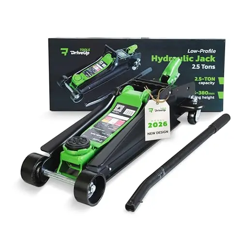 Gato Hidráulico de Carretilla 2,5 T (2500 kg) – Perfil Bajo, Altura 85-380 mm – Elevación Rápida, Almohadilla de Goma y Ruedas 360° – Gato para Coches y SUV, Ideal para Cambio de Rueda