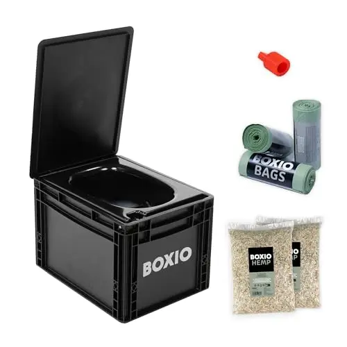 BOXIO Toilet WC portatil Camping, WC Inodoro portatil Completo, sin químicos, Formato Compacto: 30 x 40 x 28 cm, ecologico Inodoro seco Camper
