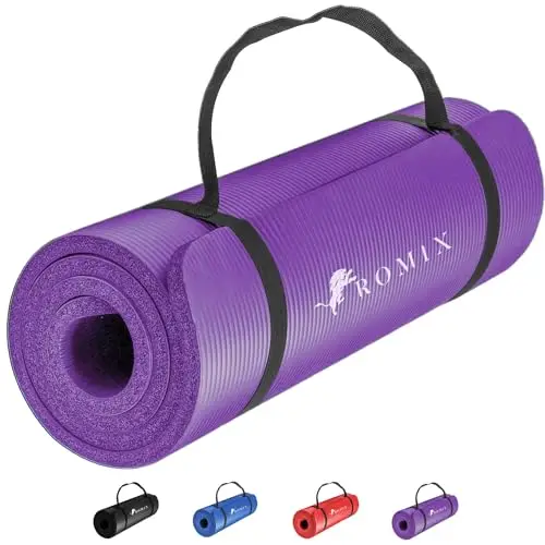 ROMIX Esterilla Yoga, 10MM Grueso Antideslizante Exercise Mat con Bolsa de Transporte y Correa, Ecológica Colchoneta de Yoga para Pilates Fitness Gimnasio Ejercicio Meditación Cámping - 180x60x1CM