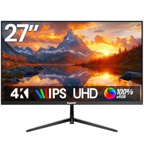 Gawfolk - Pantalla de ordenador 4K IPS 27" 60Hz UHD 3840x2160p sin marco para Home Office Business, DP, HDMI, VESA 75x75mm