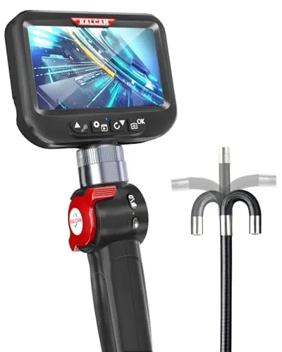 Ralcam Cámara Endoscópica con Pantalla 4,3" HD 1080P, 8,5mm con 6 LED, IP67 Impermeable, Endoscopio Profesional para Automóviles, Hogar y Fontanería (Sonda 1m Flexible)