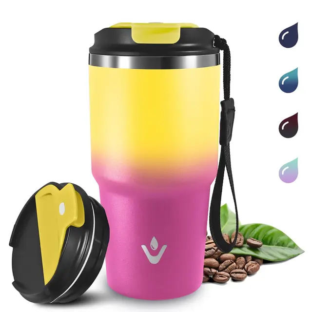 Grsta 600ml Taza Termica, Vaso Termico de Acero Inoxidable, Taza Termo Aislada al Vacío, Mantiene el frío 8h y el calor 6h, Antifugas Vaso Termo Cafe para Llevar, para Frío y Caliente