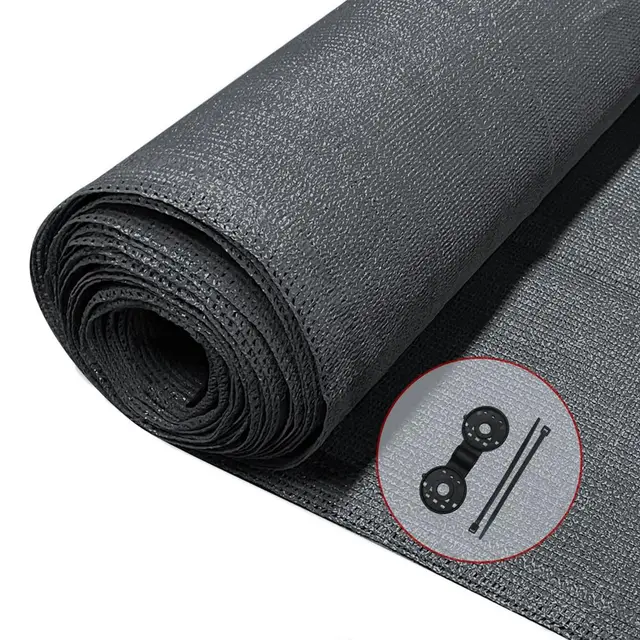 VOUNOT® Malla Sombreo y Ocultación 1.5×10m, Valla Privacidad HDPE Protección UV, Red de Sombra con Clips y Bridas, para Jardín, Huerto, Balcón, Antracita