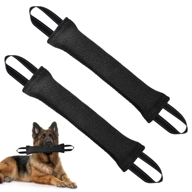 2Pcs Mordedor Perro 30cm Juguetes para Perros de Entrenamiento Salchicha Mordida para Perros on 2 Asas Juguete para remolcar Perro Juguete de tracción Dogs para Dogs Medianos a Grandes