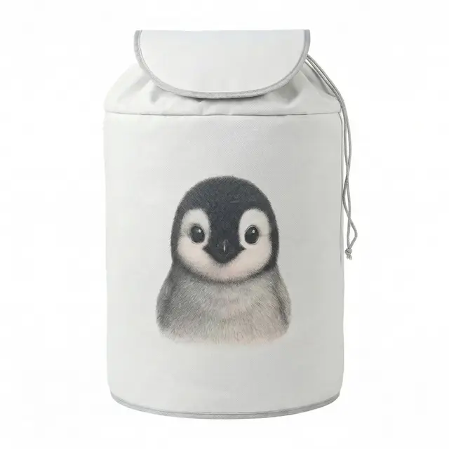 MyLittleNido Cestas almacenaje juguetes animales Organizador juguetes infantil Cesta bebe recién nacido niño Cestas Regalo bebe Cesta almacenaje infantil Cesto ropa sucia con tapa (Pingüino)