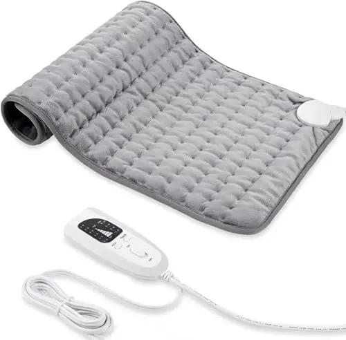 Manta Electrica,Almohadilla TéRmica,Almohadilla De Calefacción EléCtrica Con Apagado AutomáTico Y 6 Temperaturas Almohadilla De Calefacción (Gris Claro, 30x60cm)
