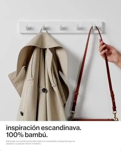 larhn perchero pared blanco 5 ganchos