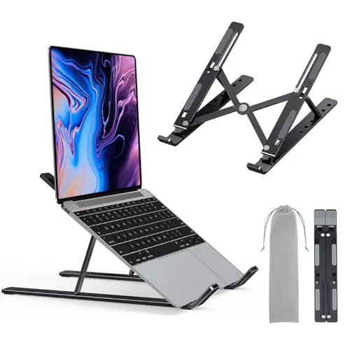 LAC FUTURE Soporte Portatil Mesa - Laptop Stand 10 Ángulos Ajustable - Elevador Portatil Ventilado y Plegable - Soporte Ordenador Portátil Compatible con MacBook, Lenovo, HP, PC 10-15.6” y Tableta