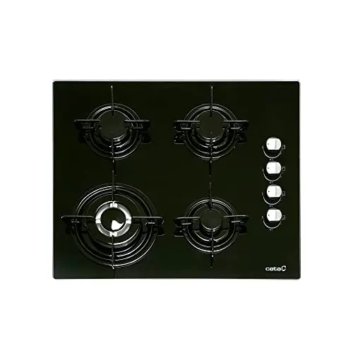 Cata | Encimera de Gas | Modelo CI 631 BK | 4 quemadores de gas Natural | Ancho de 59cm | Acabado en Cristal Negro