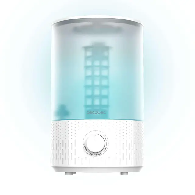 Cecotec Humidificador de Agua Breezecare 2500 Light. 27W, Humidificación Máxima 250ml/h, Depósito de 2,5L, Rueda de Control, Luz LED, Uso Seguro y Saludable, Cobertura hasta 30m²