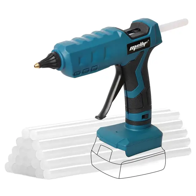 Pistola de pegamento inalámbrica para batería Bosch 18V GBA/GBA ProCORE Mellif, pistola de pegamento de precalentamiento rápido, con 20 piezas de barras de pegamento de tamaño completo de 11 mm para