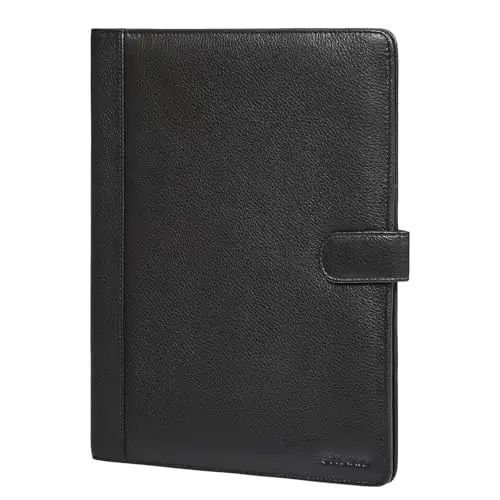 STILORD Raymond Carpeta de Cuero A4 con Pinza Vintage Portafolio de Piel Carpeta Conferencia Negocios Portadocumentos con Clip Cierre Magnético y Bolsillo Interior Color:Negro