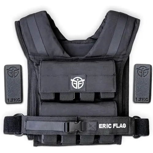 Eric Flag - Chaleco Lastrado 20kg o 10kg, Peso Incluido, Chaleco Peso Entrenamiento Fácilmente Ajustable, Adaptado a Cada Morfología, Ideal para Crossfit, Fitness, Calistenia, Running Hombre y Mujer