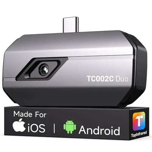 TOPDON TC002C Duo Cámara Térmica para Android e iPhone, 512x384 TISR Alta Resolución, Cámara Termográfica con USB-C, de -20℃ a 550℃, 0.1℃ Precisión, 25Hz, Captura de Fotos y Vídeos