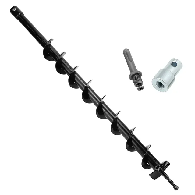 QWORK Broca de tierra para taladro eléctrico con adaptador, 80 cm de longitud, para agujeros y plantaciones de árboles
