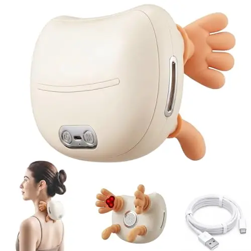 Masajeador De Cuello 4D Inalambrico, Masajeador Cervical Con Calor 2 Niveles, Recargable USB-C para Casa, Oficina y Viajes, Regalo para Mujeres, Hombres mamá y Papá