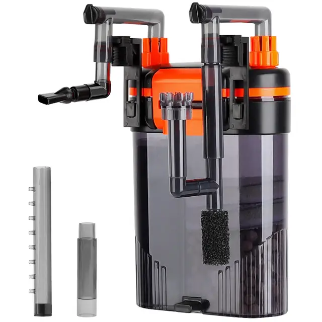 Hygger Filtro Acuario, 680 L/H 8W Filtro Acuario Extern, Silencioso Filtro Acuario Mochil con Boquilla de Pico Pato Salida de Tubo Ducha, Ajustable Aquarium Filter para Tanque de 150-225L