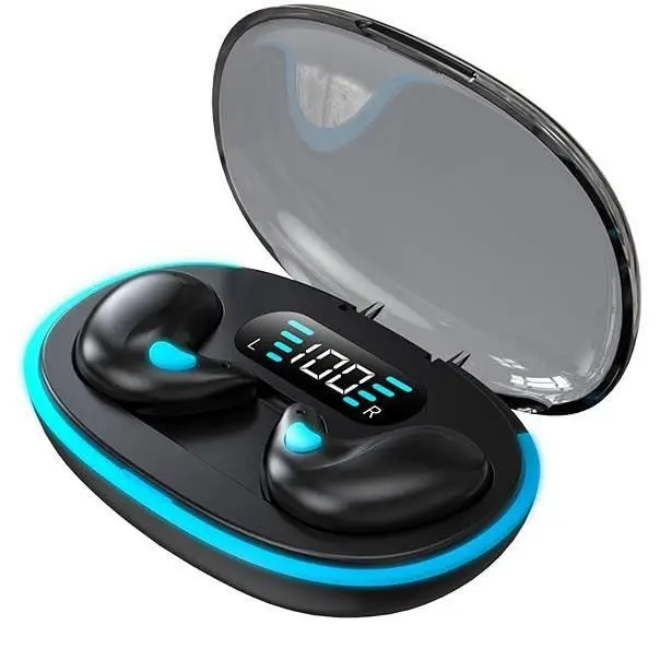 Auriculares Inalámbricos Bluetooth 5.3 Tipo Clip, Ligeros y Cómodos, Diseño Abierto, Estuche con Pantalla LED, Control Táctil, Resistentes al Sudor, para Dormir, Trabajar y Deporte, iPhone/Android